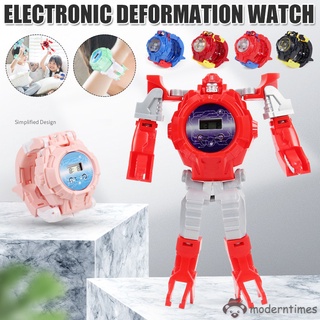 Reloj de deformación electrónico ajustable de dibujos animados transformador de juguete para niña
