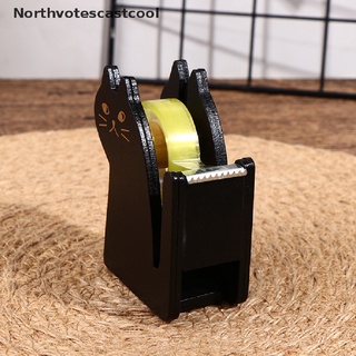 Northvotescastcool Tape Dispenser Cartoon Cat Wooden Tape Cutter Holder Roller Tape Dispenser NVCC