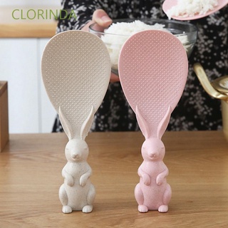 CLORINDA Fashion Rice Paddle Cute Rice Scoop Rice Spoon Non Stick Rabbit Shaped Wheat Straw Korean Standing Home Kitchen Gadgets/Multicolor