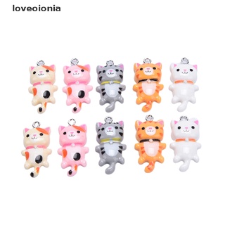 [Loveoionia] 10Pcs Resin Cat Cute Animal Charms Pendant DIY Making Earring Jewelry Craft DFGF