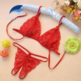 Conjunto de ropa interior de lencería para mujer Sexy encaje transparente sujetador G-String