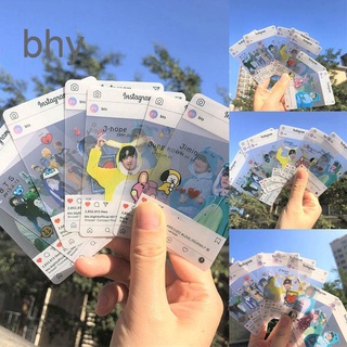 bhy 8 Unids/set Kpop BTS Muster PVC Tarjetas Transparentes Bangtan Boys Bt21 Tarjeta Fans Regalo Colección Fiesta Captura De Pantalla JIN V INS