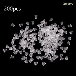 Mosury 200Pcs Silicone Earring Back Soft Clear Ear Safety Back Pad Backstop Replacement