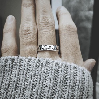 anillos de mariposa tallados de letras vintage de moda/anillos de dedo personalizados de plata para mujer