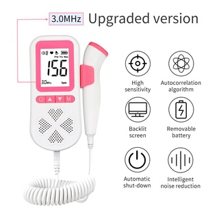 3.0MHZ Monitor De Frecuencia Cardíaca Fetal Doppler Hogar Mujer Embarazada Escuchar (7)