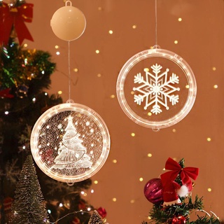 Luces colgantes circulares 3D de navidad linternas colgantes para ventana LED noche cadena de luz