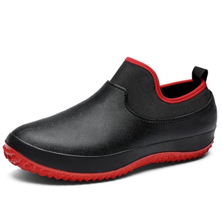 Spd9095 Chef zapatos de cocina especial zapatos impermeable antideslizante zapatos de agua botas de lluvia hombres y mujeres Catering a prueba de aceite negro Leath Tyds