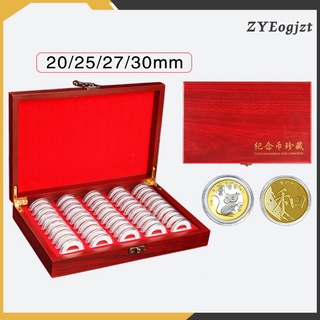 50Pcs Coin Collection Coin Case,Coin Storage Box Wooden Display Commemorative