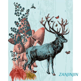 zanjinjin ciervo rey pintura por número kits 16 x 20 pulgadas lienzo diy o il pintura para niños, estudiantes, adultos principiantes con cepillos y pigmento acrílico (sin marco)