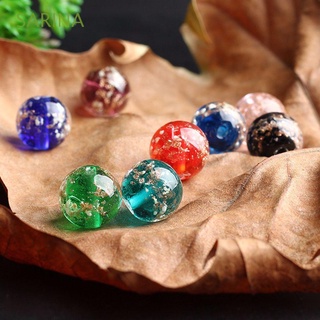 sarina 10 cuentas sueltas coloridas diy fabricación de joyas luminosas de vidrio pulsera de agujas cuentas de hoja de oro 10 mm redondo brillante collar