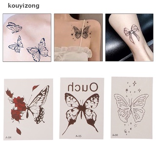 [kouyi] 24pcs mariposa tatuaje pegatinas impermeable larga duración sexy oscuro tatuaje pegatina 449cl