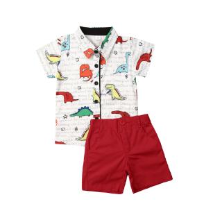 SEEKids bebé niño de dibujos animados traje colorido dinosaurios impreso camisas de manga corta (2)