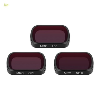 lin 3 piezas kit de filtros uv/cpl/nd8 filtros de lente de cámara rayos ultravioletas densidad neutral compatible con osmo pocket1/bolsillo2