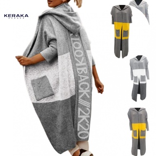 [keraka] Sudadera con capucha/Manga larga con capucha para mujer/estampado De letras/cárdigan