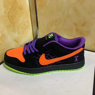 Nike SB Dunk baja noche de travesura Halloween limited negro naranja verde gamuza hombres y mujeres casual baja parte superior zapatillas de deporte al aire libre zapatos de junta