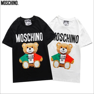 Moschino nuevo suelto lindo oso digital inyección directa impresión algodón manga corta cuello redondo camiseta