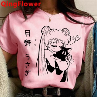 Sailor Moon Verano top Camiseta Mujer vintage streetwear tumblr harajuku kawaii ulzzang Más El Tamaño
