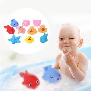 Baby Wash Bath Play Animals lindo juguetes de goma suave flotador Sqeeze sonido 10PCS