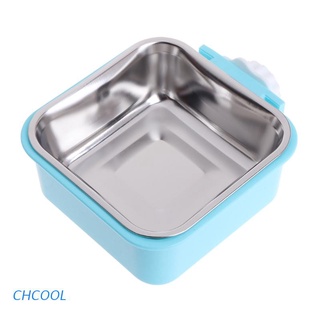 chcool pet bowl acero inoxidable alimentador de alimentos de agua perro gato jaula colgante suministros cuadrados (1)