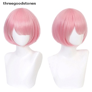 [threegoodstones] anime de dibujos animados personajes de sirvienta rem graduado rosa peluca pelo cosplay exposición caliente