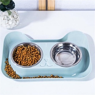 Plato de doble tazón antideslizante de acero inoxidable perro cachorro gato mascota alimentación agua