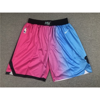 [10 Estilos] Pantalones Cortos NBA Miami Heat 2021 Temporada city edition Azul Gradiente Baloncesto shorts