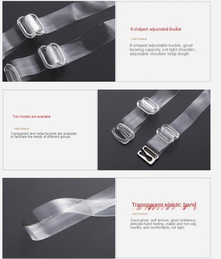 Shoulder Strap Bra Invisible Underwear Transparent TPU Elastic Adjustable Frosted Crystal Metal Steel Straps (2)