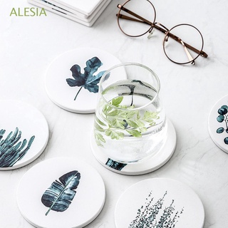ALESIA Wine Table Mat Coffee Cup Mug Pad Ceramic Cork Coasters Non-Slip Home Decoration Round Square Heat Resistant Tea Drink Plant Printing Placemats