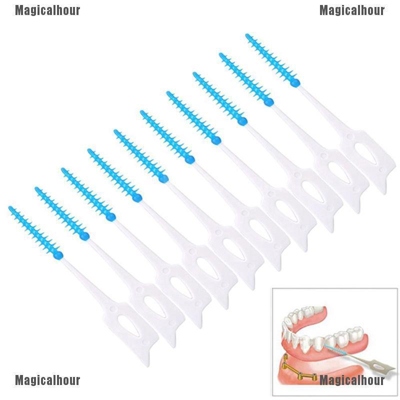 40 pzs cepillos dentales de goma/pinceles de goma/pinceles dentales/herramienta de cuidado oral