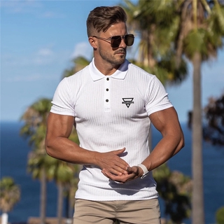 Nueva marca para hombre entrenamiento de moda primavera verano manga corta Polo camisetas Fitness hombres ropa deportiva tendencia Casual Polo camisetas