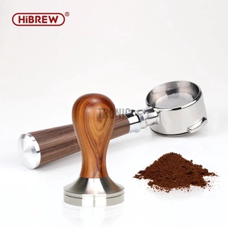 Hibrew 51MM/58MM Tamper café polvo mango 304 acero inoxidable madera maciza