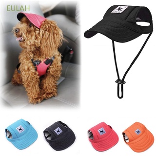 EULAH gorra de béisbol al aire libre mascota Sunbonnet perro visera sombreros con agujeros de oreja verano tocado cachorro ajustable correa de barbilla protección solar/Multicolor