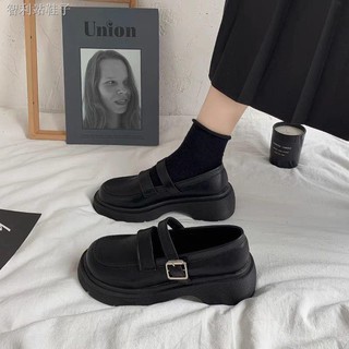 British small leather shoes female summer thin section with skirt French thick bottom black retro Mary Jane shoes jk shoes Japanese