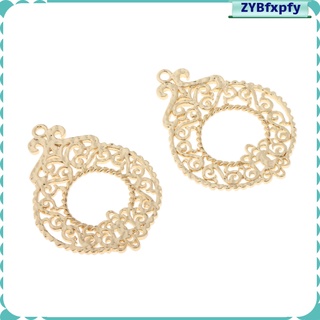 2Pc Filigree Flowers Charms Pendants Hair Accessories for DIY Jewelry Making