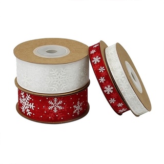 10M Snowflake Printed Sheer Organza Trim Ribbon for Christmas Wedding Party Decor Gifts Decorations (7)