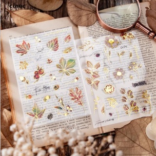 [claec] 2pcs/set Golden Flower Language Decorative Stickers Scrapbooking Diy Stationery .
