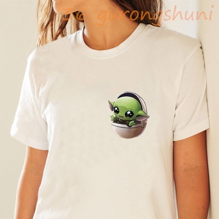 Figura De anime Bebé Yoda Mandalorian Gráfico Camiseta De Las Mujeres De Dibujos Animados Monstruo Star Wars t-shirt Satanista Cosas Extrañas tops