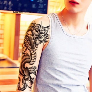 (arichbluehb) 3d dragón negro extraíble impermeable temporal tatuaje brazo pierna cuerpo arte pegatina en venta