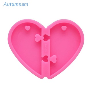 Autu - llavero con colgante de corazón de san valentín, diseño de resina, molde de fundición de corazón