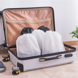 Portátil no tejido cordón zapatos bolsas de almacenamiento/blanco cuadrado de viaje bolsa de almacenamiento /ropa zapatos bragas calcetines organizar bolsa/a prueba de polvo artículos de viaje bolsa