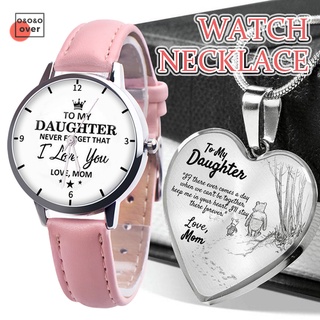 To My Daughter Personalized Watch Quartz with Faux Leather Strap Gift from Mom