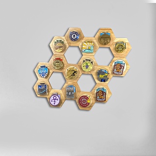 shijiag 6pcs insignia estante de exhibición hexagonal combinación de madera de alta resistencia insignia organizador para dormitorio (1)