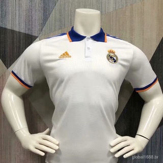 21/22 real Madrid uniforme de futebolpoloCamisa de Liga de campeones con mangas cortatcamiseta ropa de entrenamiento blanca9número de camisa Benzema