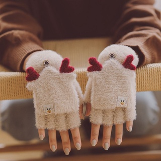 Ahmed Warm mujer guantes suaves medio dedo guantes de navidad manoplas de lana lindo Plus terciopelo guantes de conducción otoño e invierno Simple transpirable Flip manoplas/Multicolor (6)