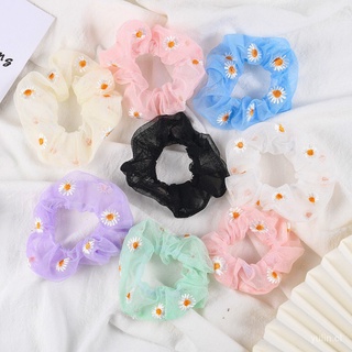 stock listo 8 unids/bolsa moda coreano colorido gasa margarita scrunchie pelo lazo elástico banda de goma flor banda de pelo mujeres accesorios para el cabello (8)