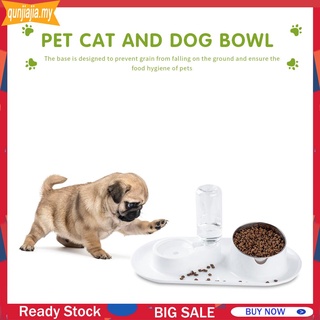 Qjj* dispensador de agua para mascotas, perro, perro, alimentador, cuenco elevado, doble cuenco (5)