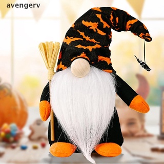aerv muñeca enana sin rostro de halloween con escoba de araña murciélago fiesta accesorios decoración del hogar.