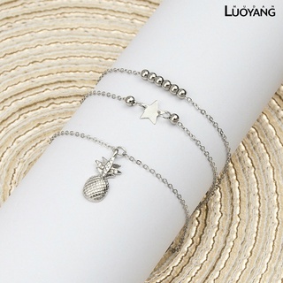 ^luoyangmudan^ 2 unids/set estrella piña colgante mujeres tobilleras de aleación perlas multicapa playa tobilleras accesorios de pie (9)
