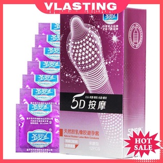 12 preservativos de látex Natural 5D condones de manga del pene juguetes sexuales para adultos para hombres
