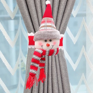 Cortinas de navidad hebilla Tieback lindo Santa, muñeco de nieve cortinas Tiebacks hebillas decoraciones de ventana navidad interior cortina adornos